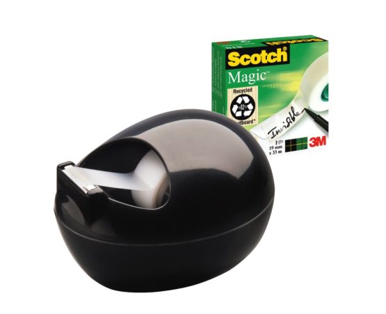Scotch Magic Tape Dispenser by Karim Rashid (Black) with 1 roll of Scotch Magic Tape, 19mm x 7.5m (C36-B-EU)