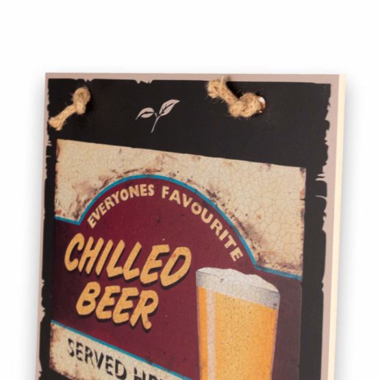 Chalkboards UK Chilled Beer Tall Thin Blackboard/Memo Kitchen Black Board with Rope, Tray and Chalk. Booths Design Range, Wood, 60 x 26.5 x 1 cm - Image 3