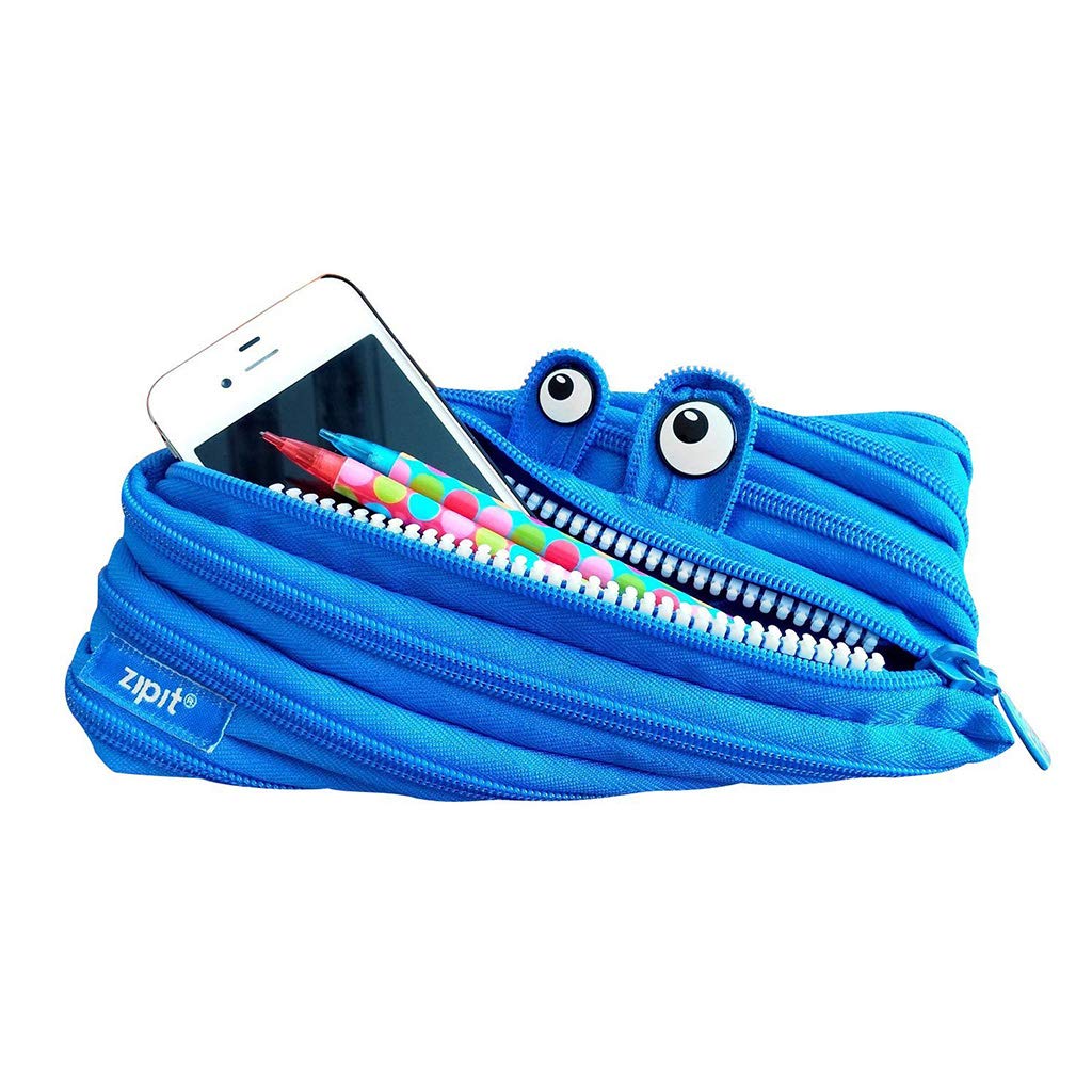 ZIPIT Monster Pencil Case for Kids Cute Zipper Pouch for Boys Girls and Teens Stationery Bag for School ,Blue - Image 4