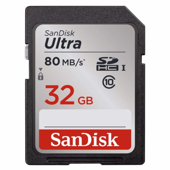 SanDisk SDSDUNC-032G-GN6IN Ultra SDHC Memory Card Up to 80 MB/s, Class 10, U1, 32 GB, Black/Grey