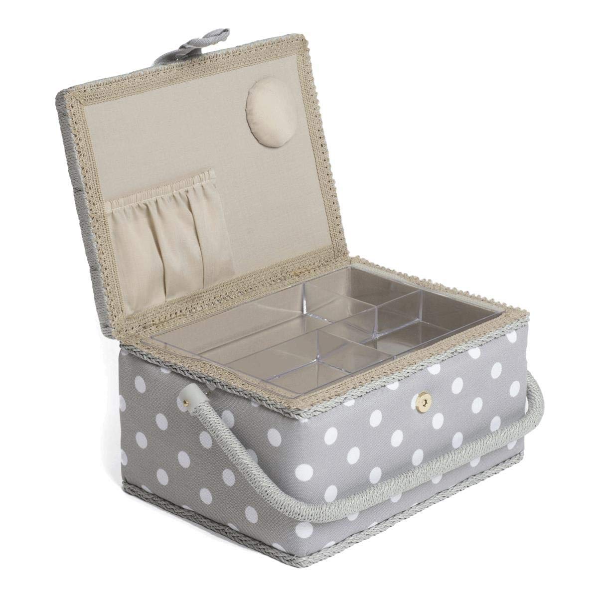Hobby Gift Medium Sewing Box Organiser with Handle, Cotton Basket Sewing Storage Box - Image 2