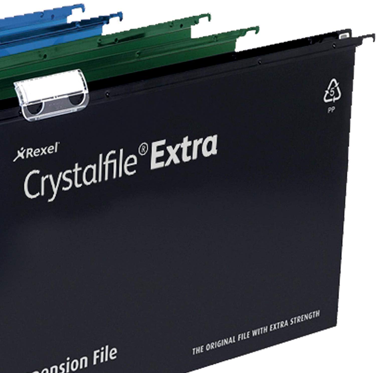 Rexel Foolscap Heavy Duty Suspension Files with Tabs and Inserts for Filing Cabinets 30 mm base, Polypropylene, Green - Image 3