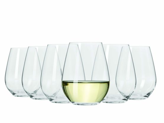 Maxwell & Williams Vino Stemless Wine Glasses, White, Set of 6 (400ml)