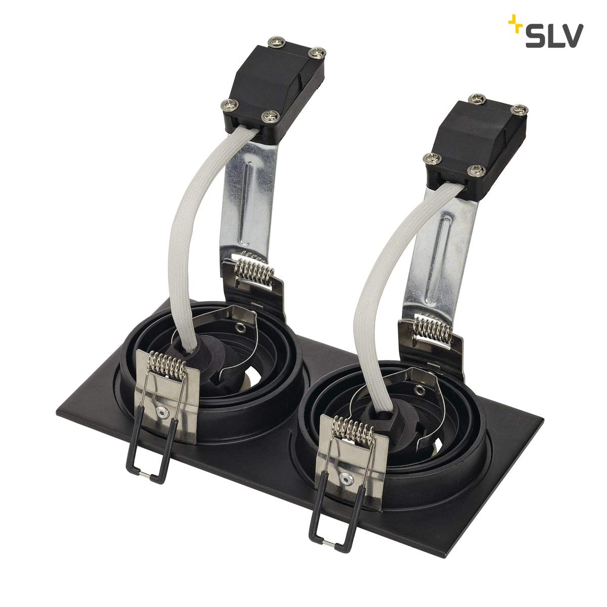 SLV 113492 New TRIA II GU10 Downlight, Rectangular, Black-mat, max. 2x50W, incl. Clip Springs, Aluminium, Black - Image 2