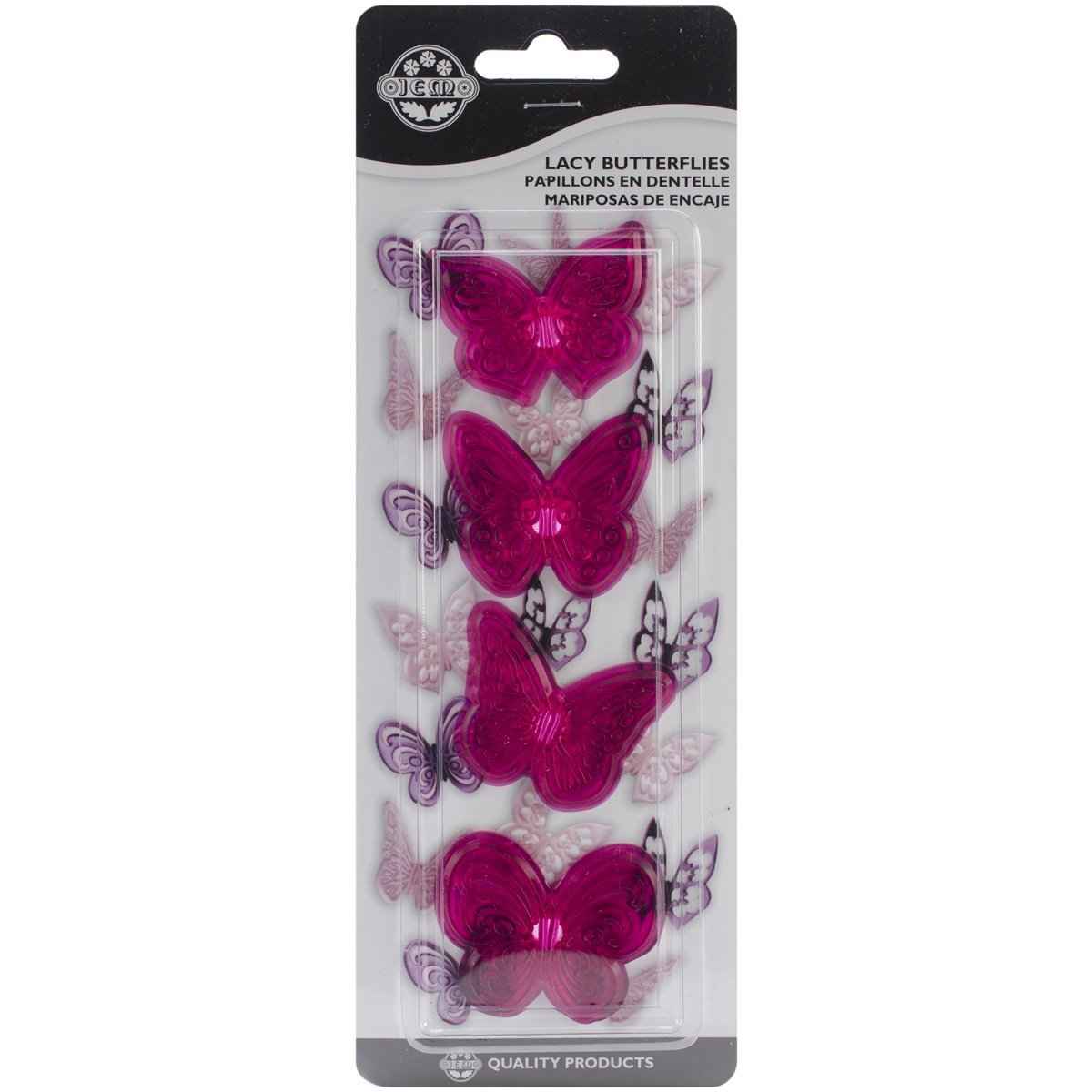 PME 139873 JEM Lacy Butterfly Cutters, Set of 4, White, for Cake Decorating - Image 2