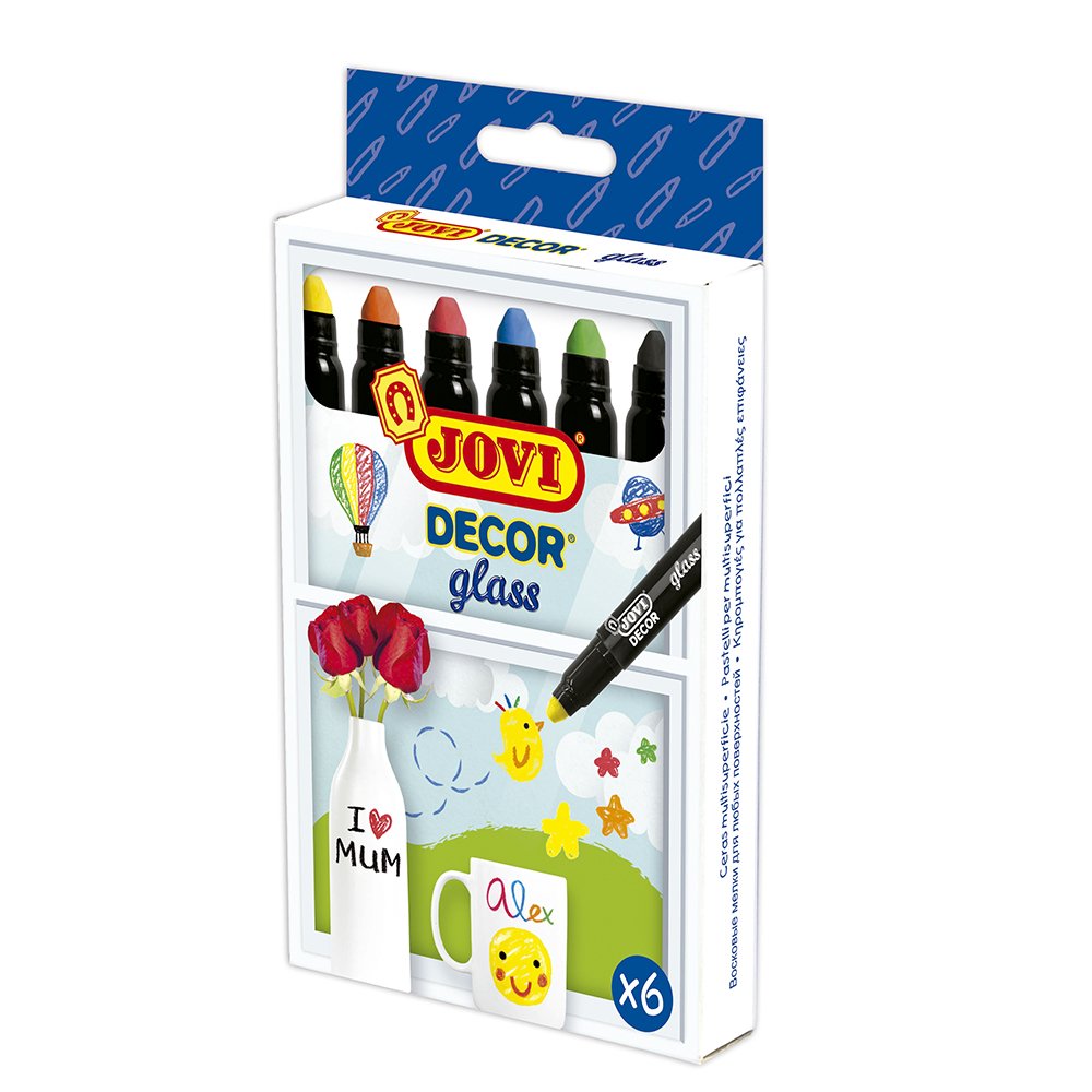 Jovi 1906 - Case with 6 Wax Crayons for Glass and Ceramic, Assorted, 6 count (Pack of 1)