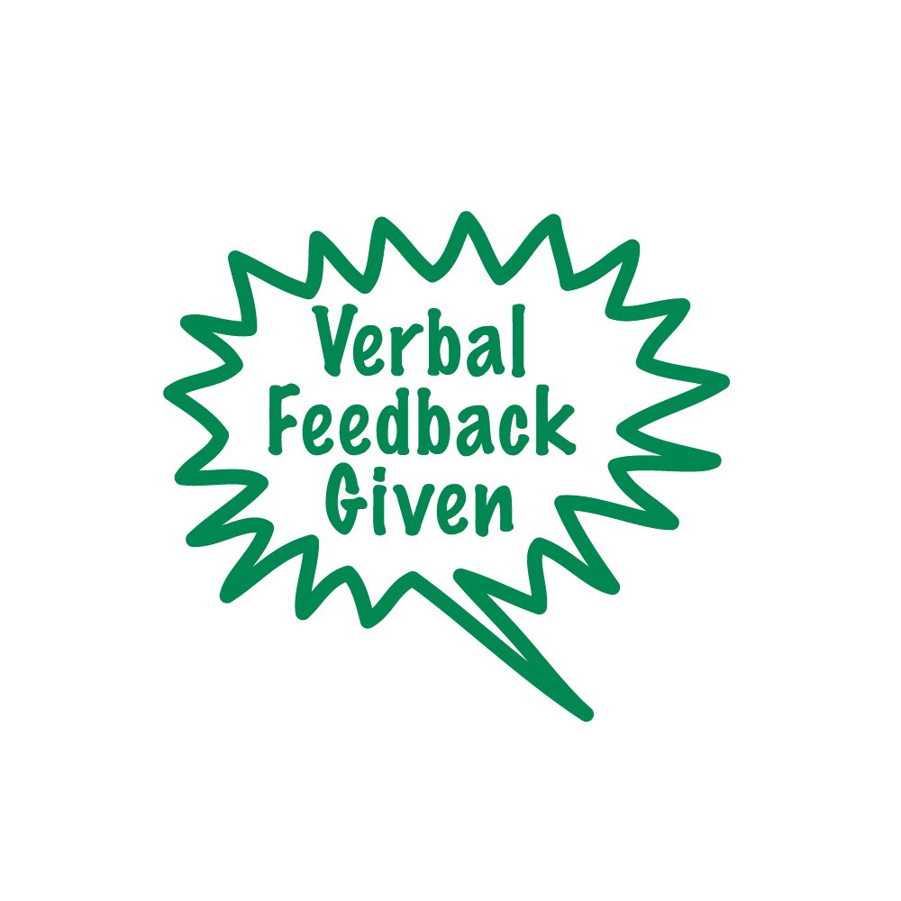 “Verbal Feedback Given” Teacher Stamp, Pre-Inked Trodat Printy 4933 Stamper in Green Ink - Image 2
