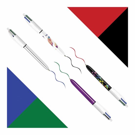 BIC 4 Colours Ballpoint Pens and Pen Holder of Retractable Ballpoint Pens with Four Ink Colours, Pack of 6 - Image 4