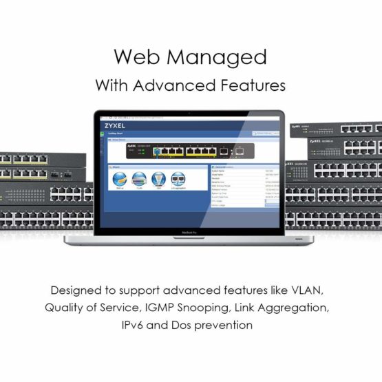 Zyxel 48-Port Gigabit PoE Switch | Smart Managed | Rackmount | 48 PoE+ Ports with 170 Watt Budget and 2 SFP Ports | VLAN, IGMP, QoS| Lifetime Warranty [GS1900-48HP] - Image 3