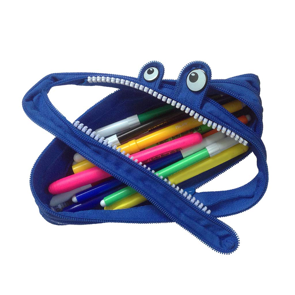 ZIPIT Monster Pencil Case for Kids Cute Zipper Pouch for Boys Girls and Teens Stationery Bag for School ,Blue - Image 3