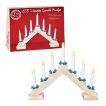 The Christmas Workshop 89470 LED Wooden Christmas Candle Bridge Pine Wood Finish Warm White LED Colour Christmas Lights and Decorations 40cm x 33cm x 5cm Battery Powered