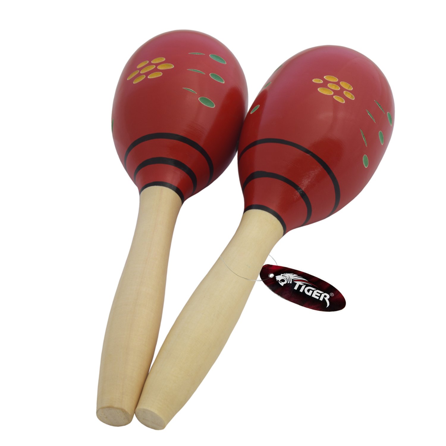 TIGER MAR6-RD Decorated Wooden Maracas - Red - One Pair - Image 4