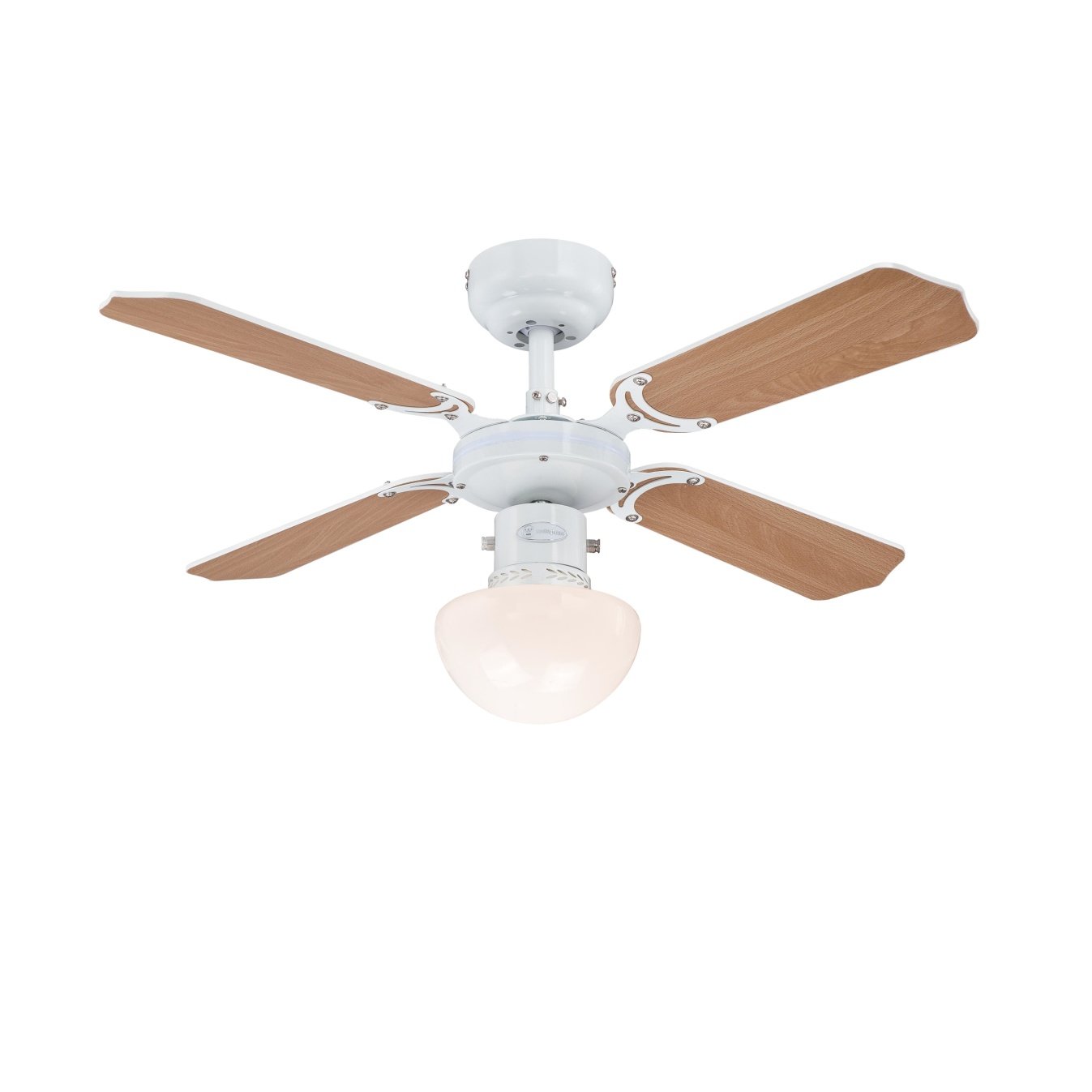 Westinghouse Lighting Portland Ambiance Indoor Ceiling Fan, Metal, e27, 1 W, White Finish with Reversible White/Beech Blades - Image 2