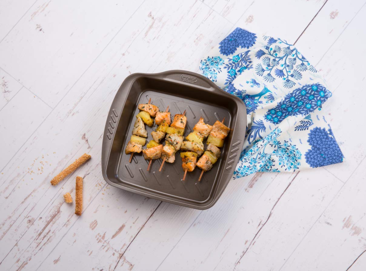 Pyrex asimetriA Metal Easy-Grip Square Roaster 24x24 cm, Brown, Grey, 24x24cm - Image 4