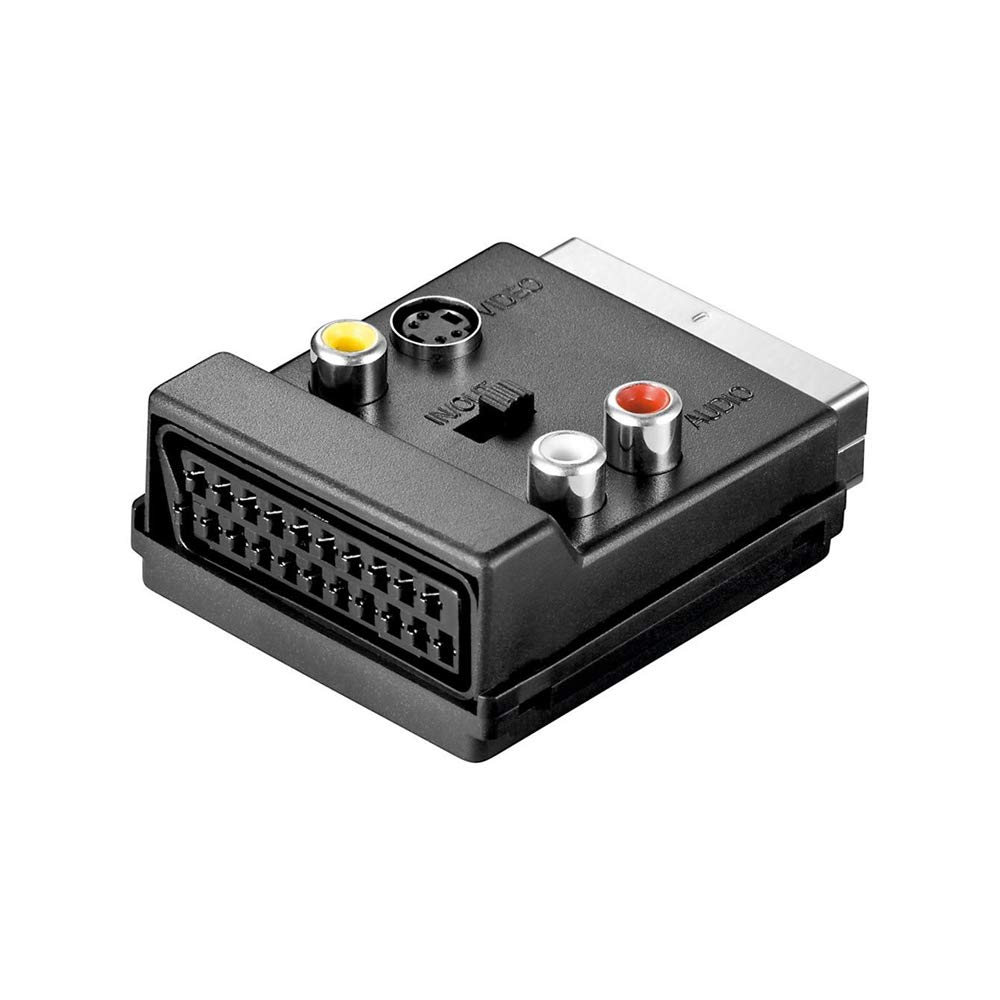 Goobay 50312 Scart to Composite Video and S-Video Adapter with Scart Passthrough, In/Out, Black, 1 item