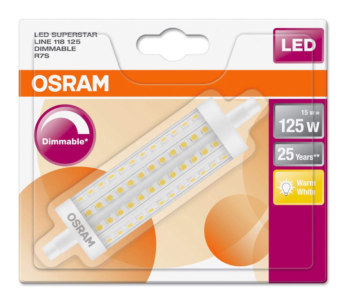 Osram Superstar Special Line LED Beam Angle Lamp, Plastic, Warm White, R7s, 15 W - Image 4