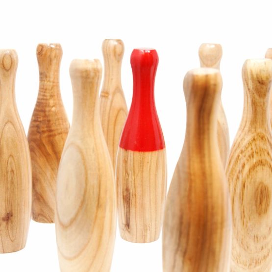 Big Game Hunters 206 Wooden Skittles Premium 9 Pin Polished Hardwood Set in a Handy Carry Bag - Image 2
