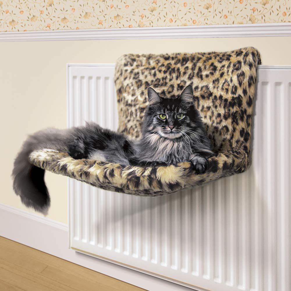 Danish Design Beige Pawprint Kumfy Kradle Cat/Kitten Machine Washable Sherpa Fleece Narrow Radiator Bed, Clear - Image 2