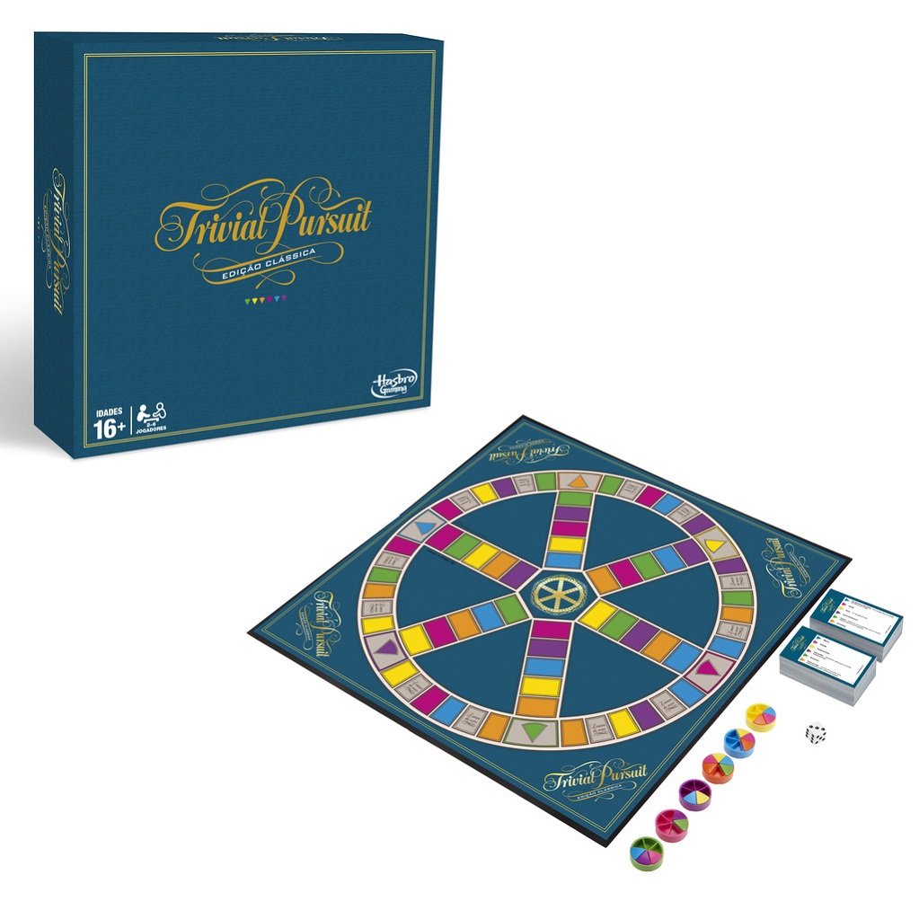 Hasbro Classic Trivial Pursuit (Portuguese Version) - Board Game, 1 Player, Age 16+, Multicoloured