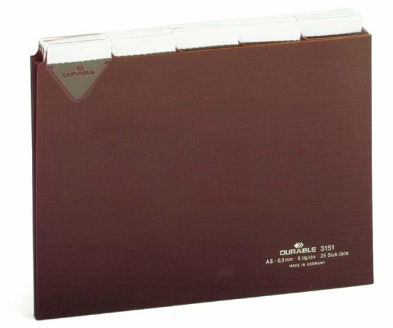 Durable 315111 25 Piece A5 Index Card with Welded Tab - Brown
