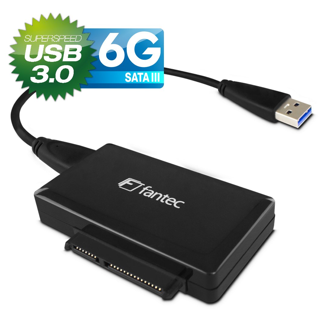 Fantec 1817 Ad U3SA USB 3.0 2.5 inch SATA HDD/SSD Adapter for 6.4 8.9 cm (3.5), 12 V Interface, black - Image 2