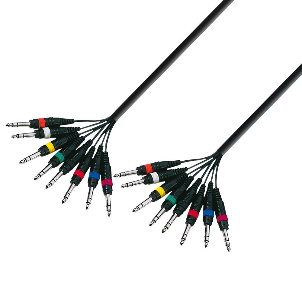 Adam Hall 3 Star Series 5m 8x 6.3mm Jack Stereo to 8x 6.3mm Jack Stereo Multicore Cable, black