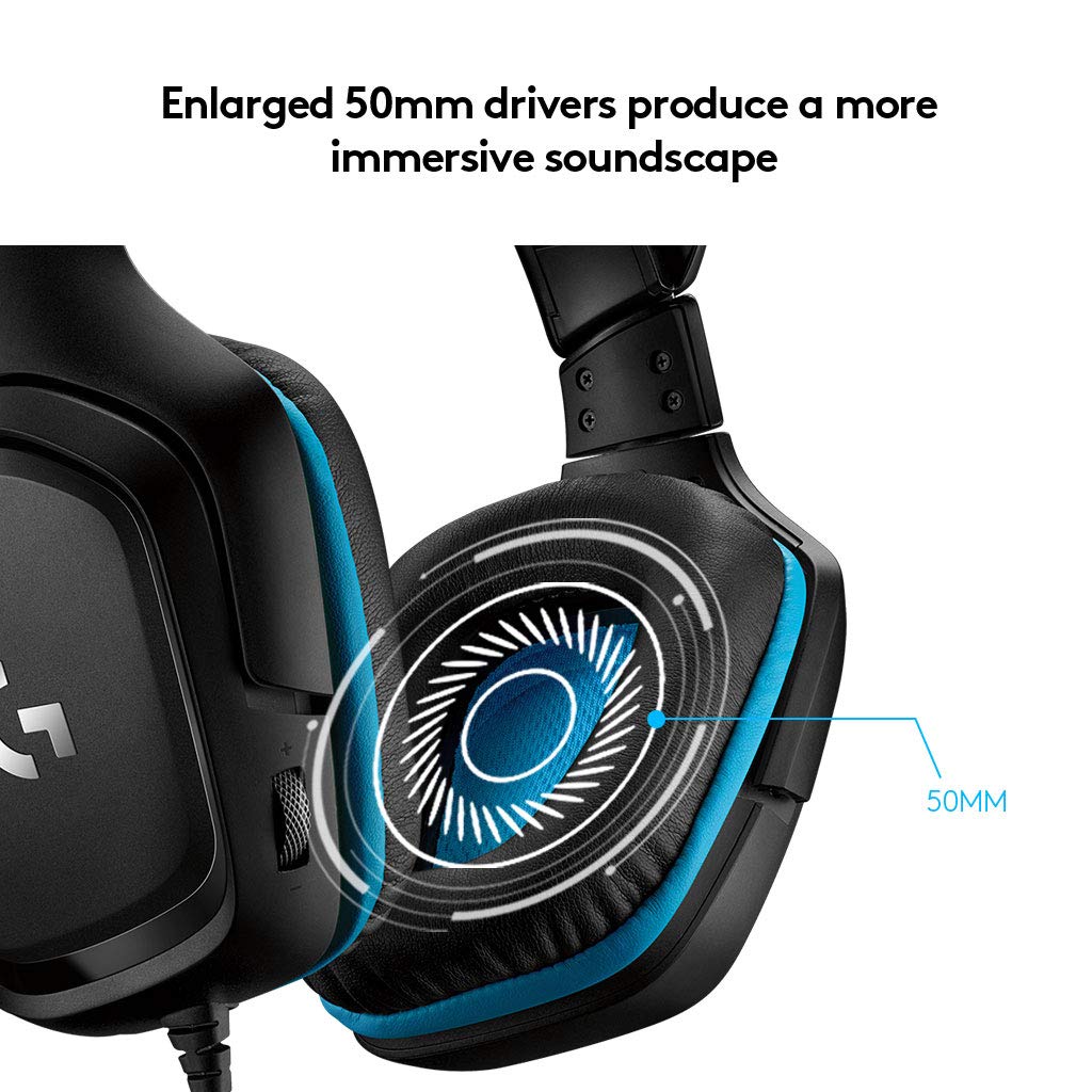Logitech G432 Wired Gaming Headset, 7.1 Surround Sound, DTS Headphone:X 2.0, 50 mm Audio Drivers, USB and 3.5 mm Audio Jack - Image 4