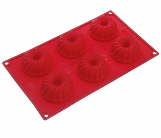 Drer Kugelhopf tin Flexxibel of Silicone 6 Cups Mini 30x17,5x4,5 cm in red, 30 x 17.5 x 4.5 cm - Image 2