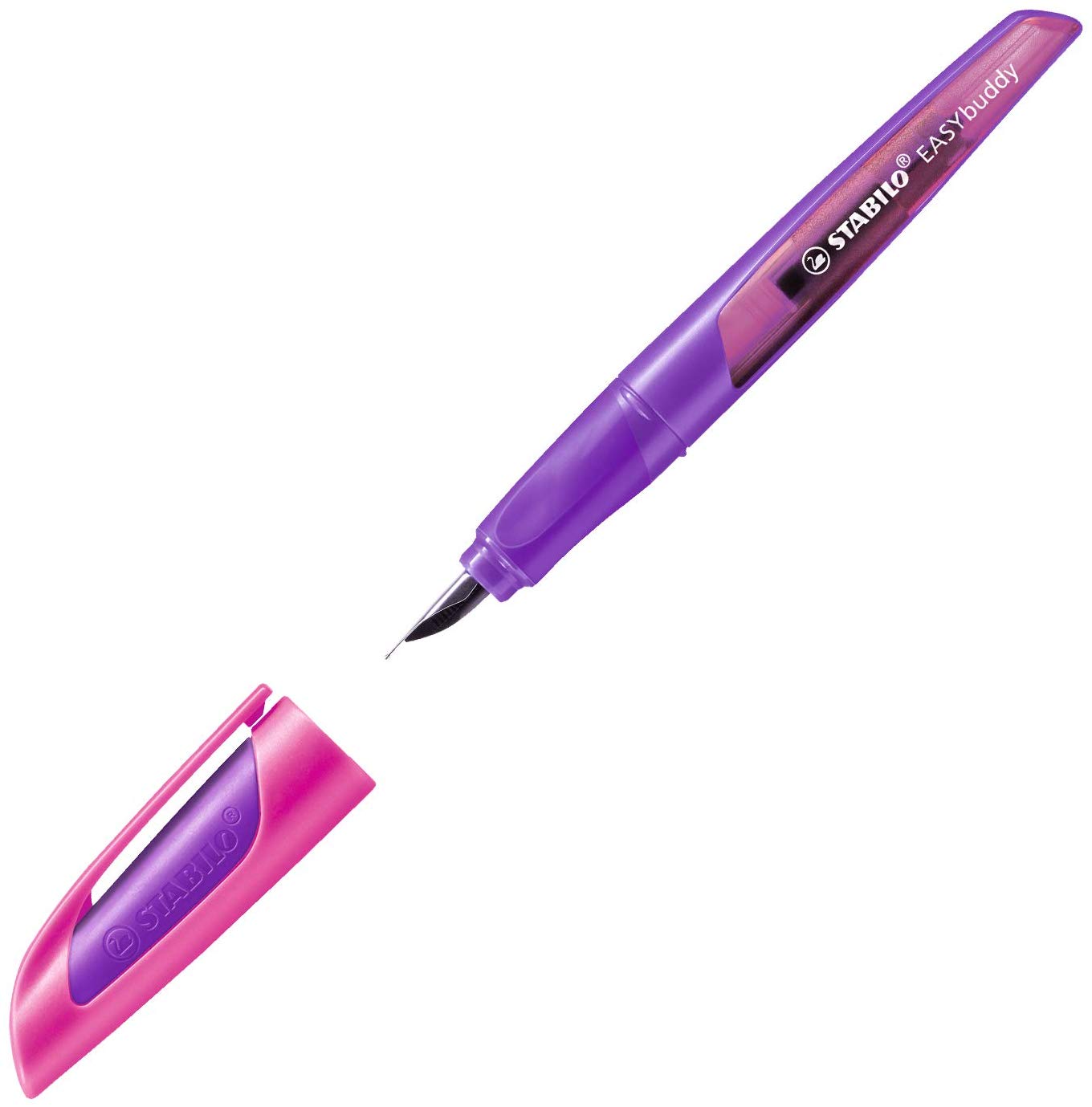 Ergonomic School Fountain Pen - STABILO EASYbuddy - Left Handed - Purple/Magenta - Image 2