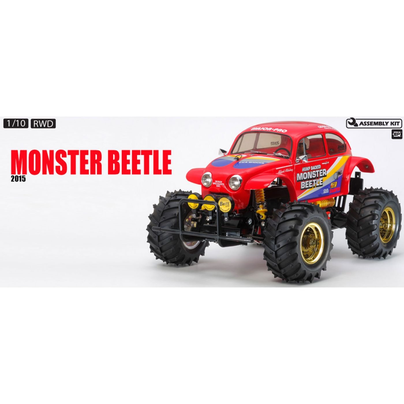Tamiya Monster Beetle 2015 RC Truck 1:10 Model Building Kit For Assembly 58618, Unpainted, 20.25 x 14.375 x 5.38 inches