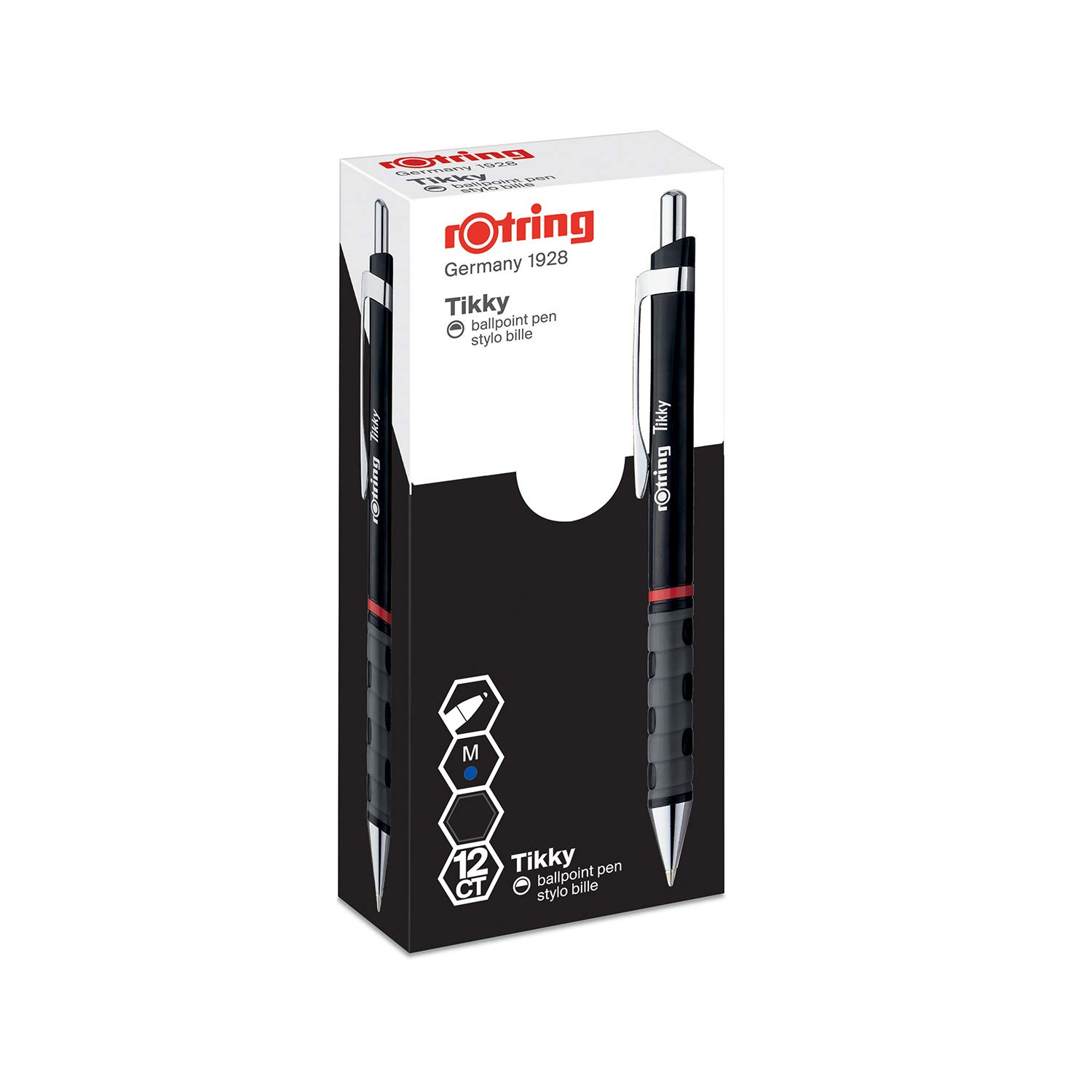 rOtring Tikky Ballpoint Pens, Black, 1 count (Pack of 12)