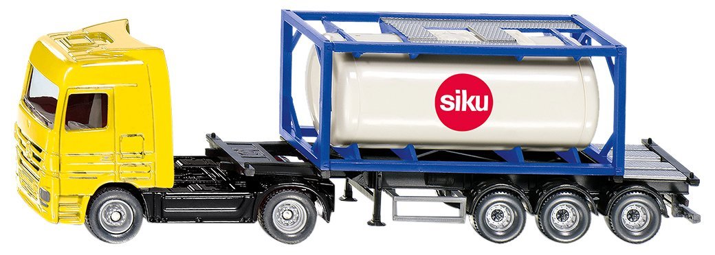 SIKU 1795 Model Lorry with Tank Container, Yellow/Blue, 14.5 cm