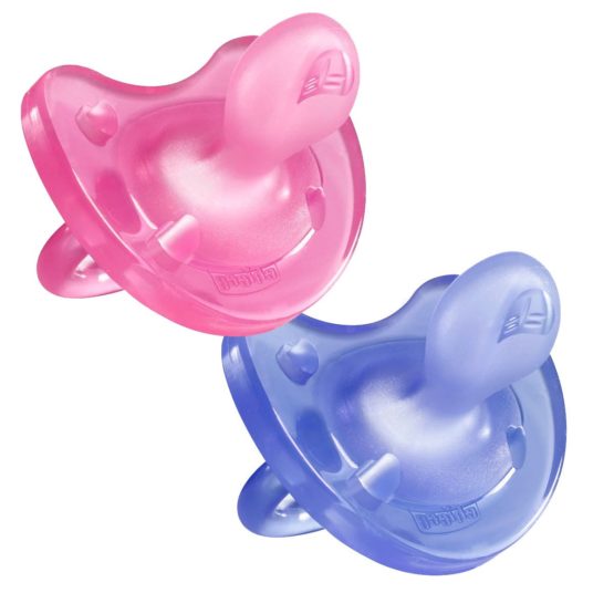 Chicco Soft ergonomic pacifier in silicone x 2, purple / pink, 16-36 months