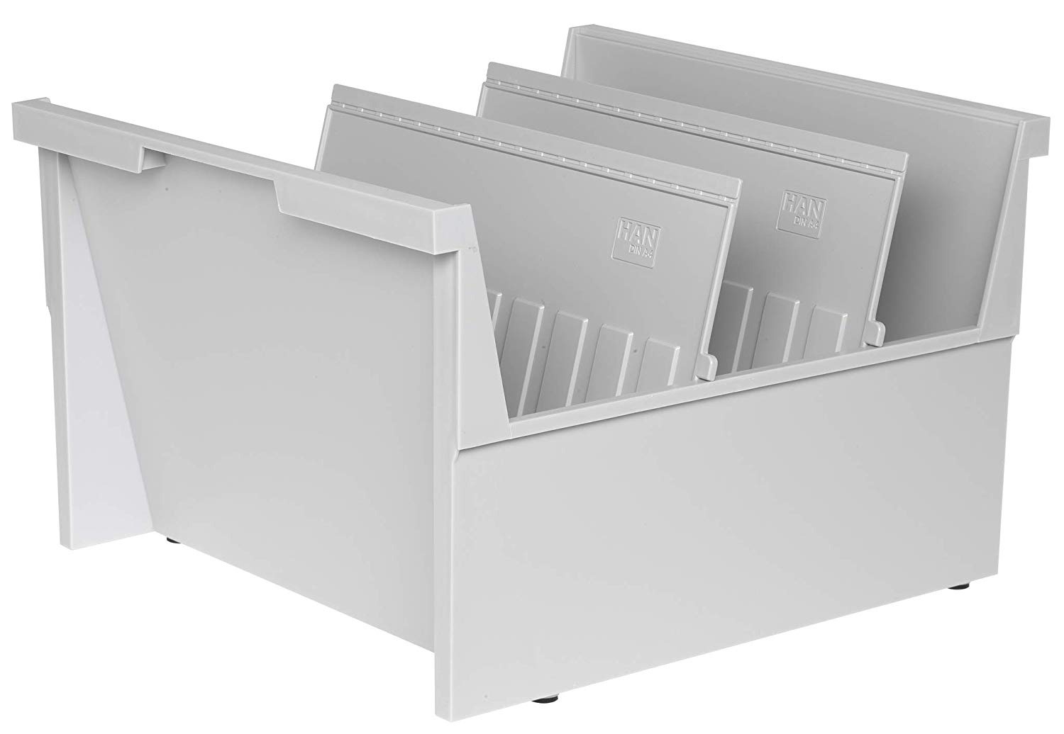 HAN 854-0-11, Suspendable box A4 landscape, for 1,000 cards, with 2 support plates, light-grey, Light Grey, 317 x 350 x 218 mm
