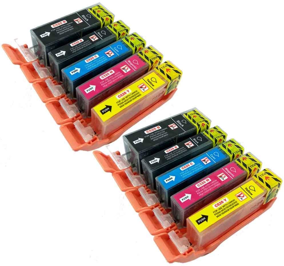 PerfectPrint Compatible Ink Cartridge Replacement for Canon PIXMA MG-5250 6250 5350 6150 5200 IX6550 5150 6100 8150 8250 MX895 IP-4850 4950 PGI-525 CLI-526 (Black/Cyan/Magenta/Yellow
