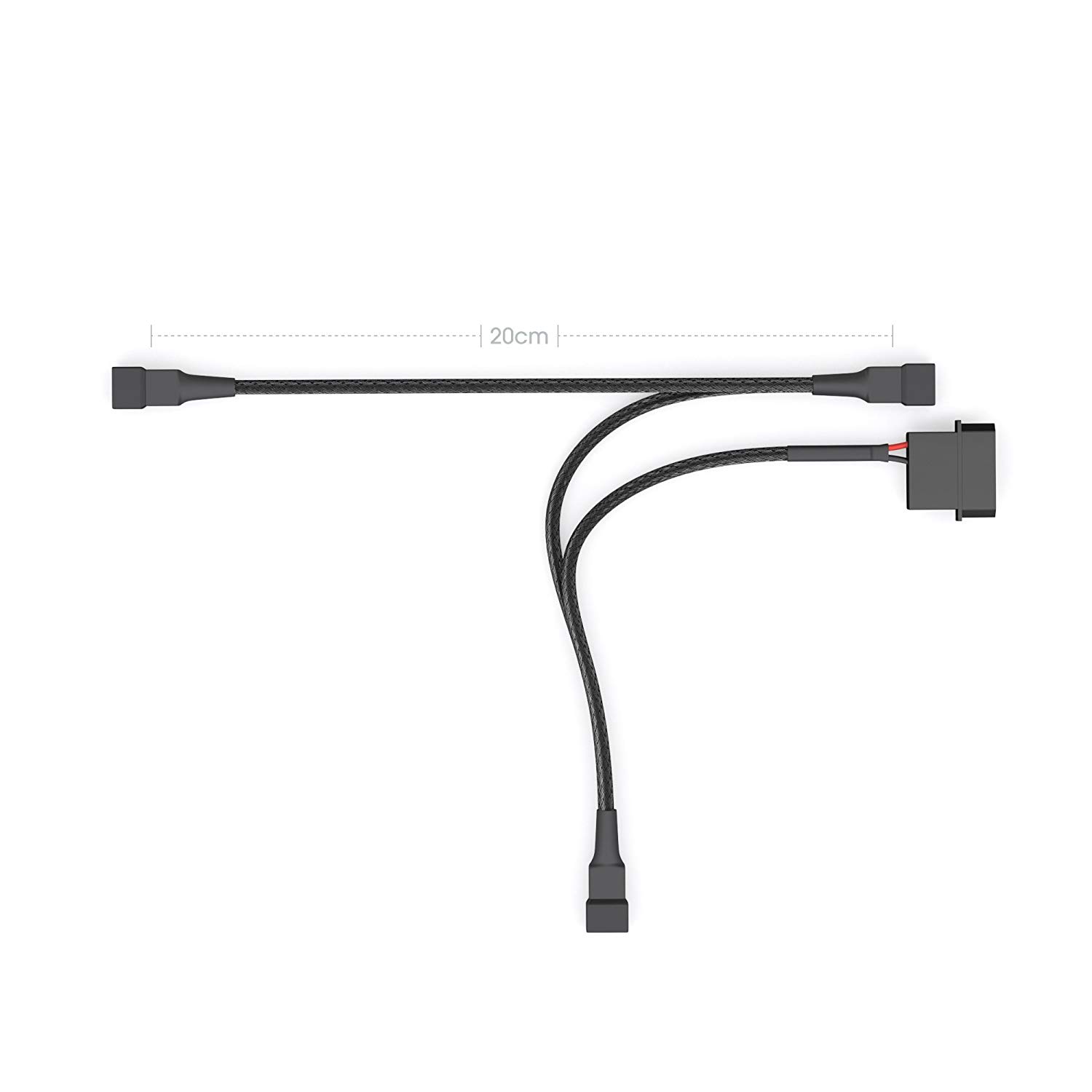 KabelDirekt - 20-20-20cm 4-pin Molex (5.25“) 12V to 3 x 3-pin 2-pole connector fan distribution cable - Image 2