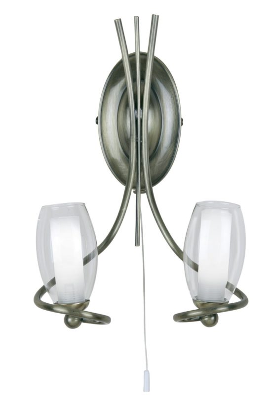 Oaks Lighting 2 Light Nino Wall Light, Antique Brass
