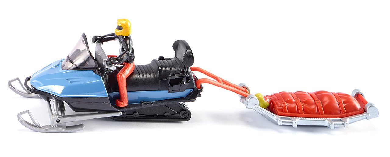 siku 1684 Blister 1684Snow Mobile with Rescue Sledge, Multicoloured, Multicolor, Miniature