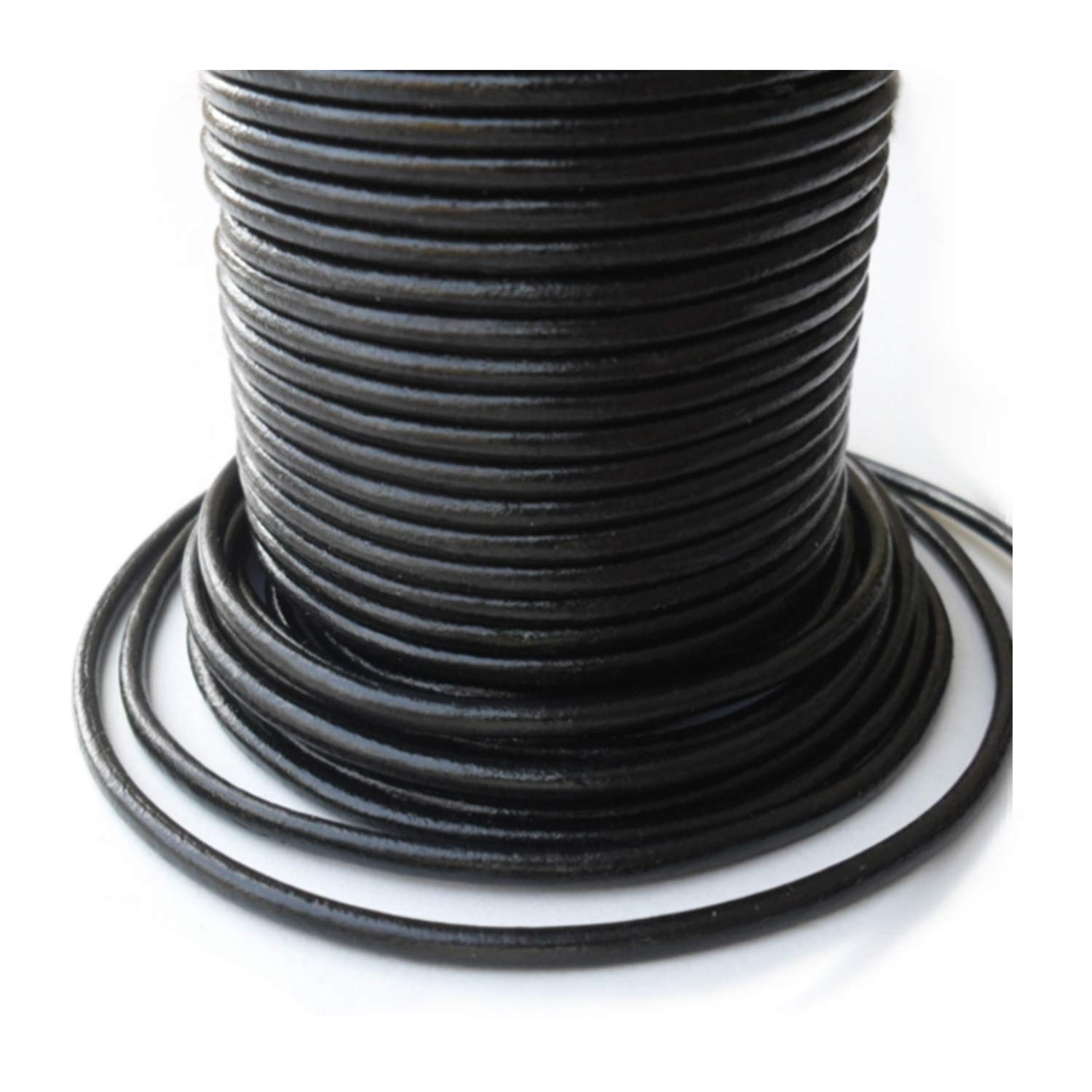 Auroris - 50m roll leather cord round - diameter 1,5 mm - black