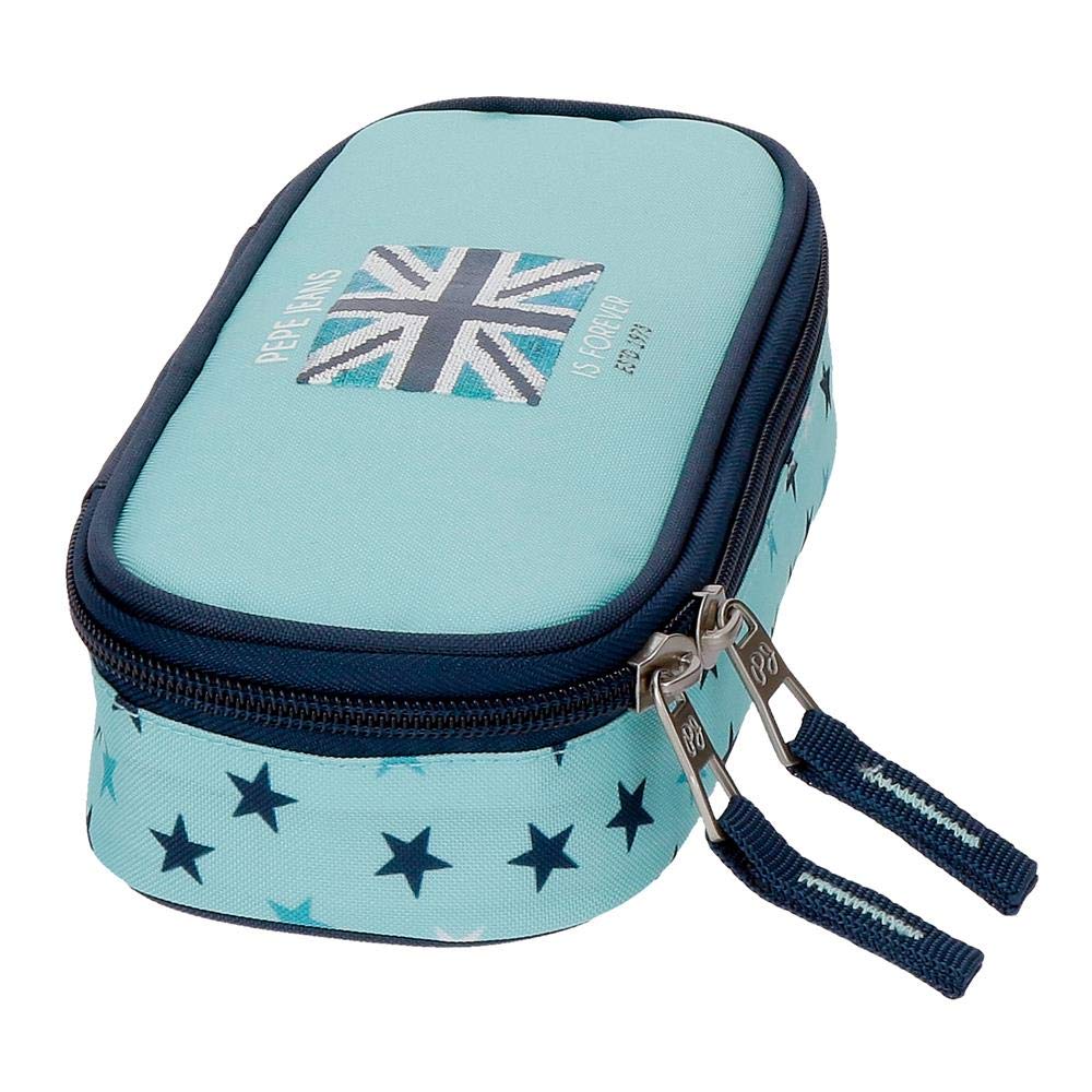 Pepe Jeans Cuore Pencil Case with organizer Blue 22x5x9 cms Polyester, Blue (Azul), 22 centimeters - Image 2