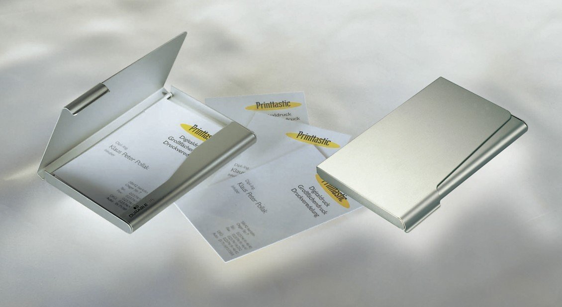 Durable 2415/23 Aluminium Business Card Box/Holder/Case - Silver, 90 x 55 mm - Image 3