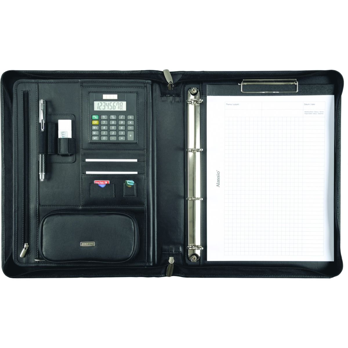 Alassio BOSA 30061 Ring Binder A4 Nappa Leather Black - Image 2