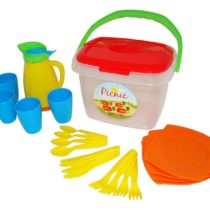 Polesie 40763 Picnic Set with Transparent Bucket-Kitchen World Toys-22-Pieces, Multi Colour