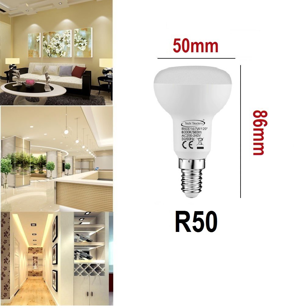 Reflector R50 E14 7W LED Bulbs Warm White, Warm White 7w(3000k), 6 Count (Pack of 1) - Image 2
