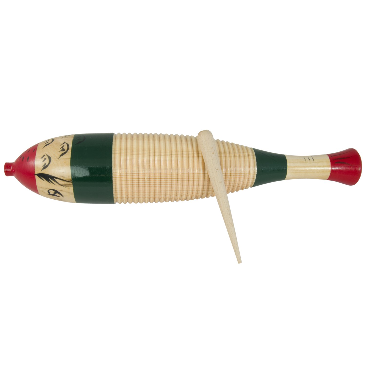 TIGER GUI7-NT Wooden Fish Guiro with Wooden Scraper/Beater - School Percussion Instrument, Multicolor - Image 2