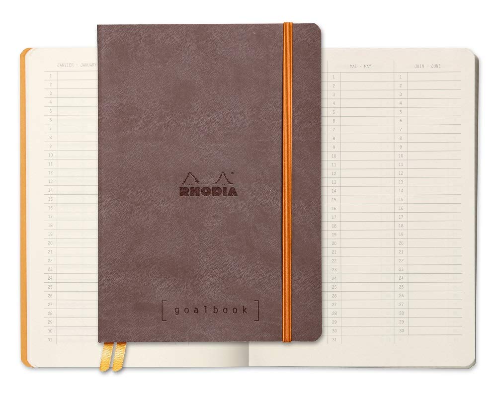 RHODIA 117743C, Notebook Bullet Journal Goalbook Chocolate, A5 14.8x21cm, Dotted, 240 pages, Ivory 90g/m² paper, 2 Ribbons - Image 2