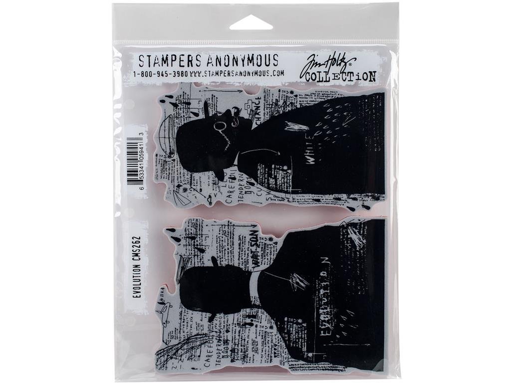 Stampers Anonymous Tim Holtz Cling Stamps 7-Inch x 8.5-Inch-Evolution, Multicolor, 0.63x19.05x24.51 cm