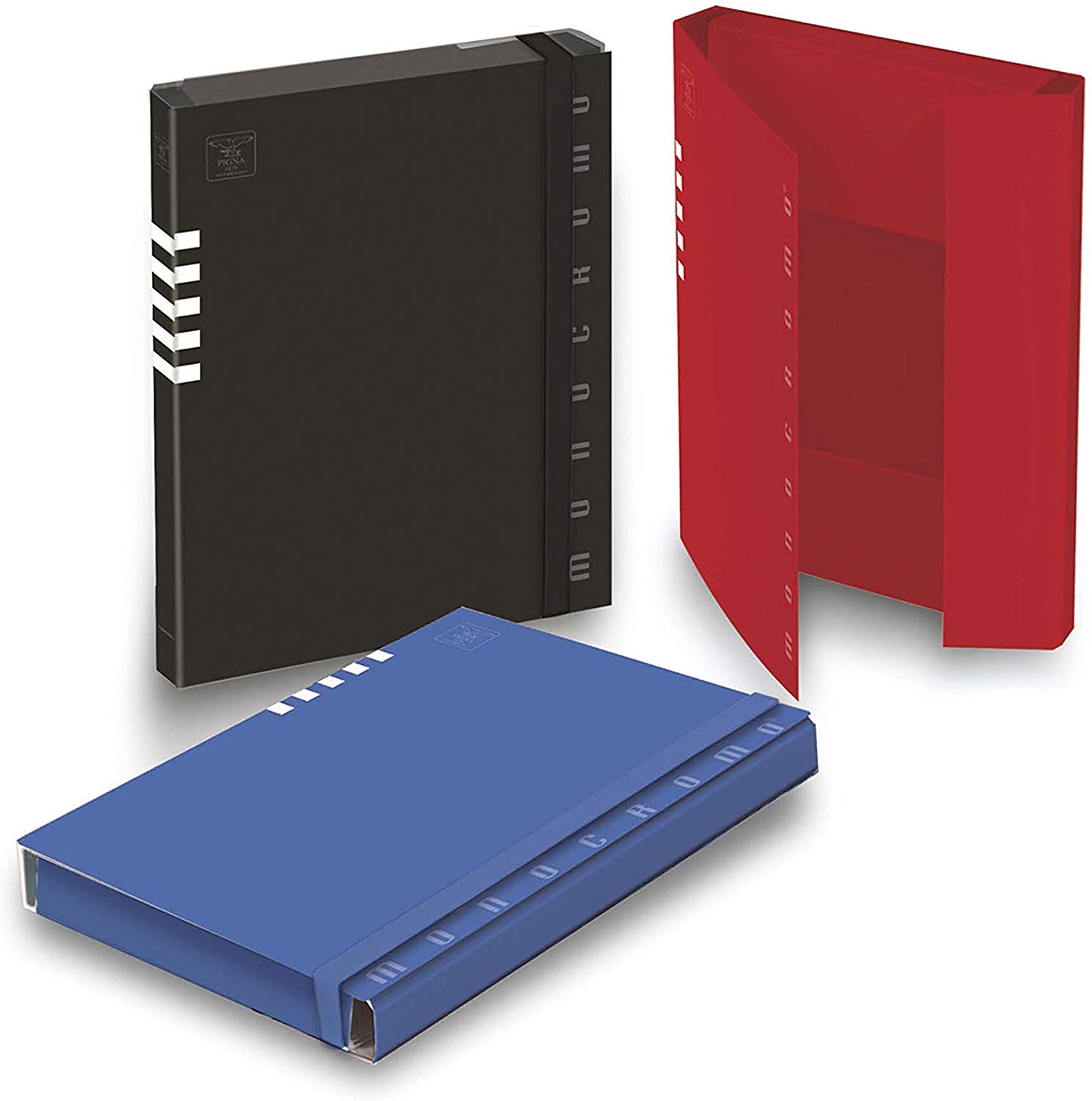 Pigna, Monochrome Binder D3 with Elastic Band, Elegant Design, Perfect for Filing Documents 25 x 35 x 3 cm, Pack of 6