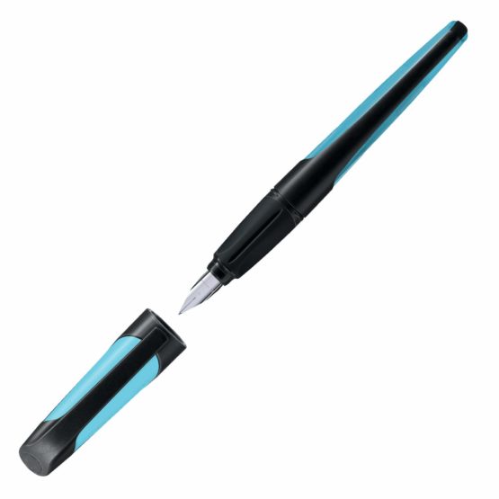 Ergonomic School Fountain Pen - STABILO EASYbuddy A Nib Black/Sky Blue - Image 3