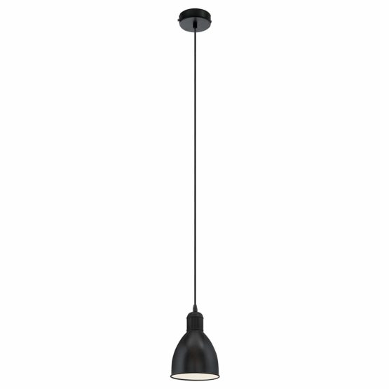 EGLO Pendant Lamp Priddy, 1 Bulb Vintage Pendant Light in Industrial Design, Retro Hanging Lamp made of Steel, Colour: Black, White, Socket: E27 - Image 2